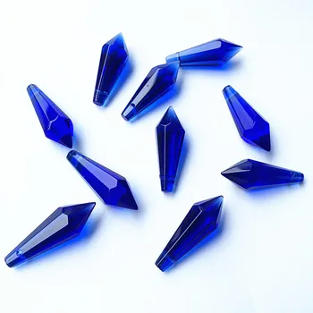 100шт 36 мм Синьо U-образна icicle Пада Кристален Полилей Лампа за Осветление на Призмата (Безплатни пръстени) Сватбени Аксесоари, Декорация Топпера Торта 1