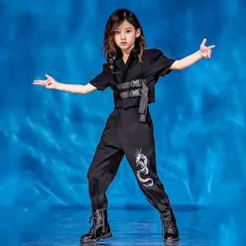 Детски Джаз Танцови Костюми За Момичета, Корейски Костюми за Улични Танци в стил хип-хоп, Блузи, Панталони, Детски Танцов За Изпълнения 1