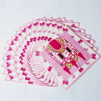 16шт за Еднократна употреба Розови Хартиени Салфетки на тема Замък на Принцеси, Украса за Парти в чест на рождения Ден на Момиче, Екологично Чисти Аксесоари 1