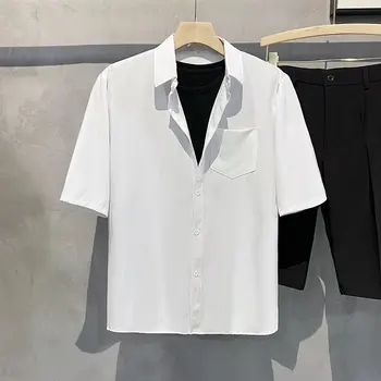 Kaus Lengan Pendek Pria Keren Musim Panas Kaus Saku Longgar Kasual Kalcheva Mode Warna Polos Antikerut Atasan Pakaian Pria 1