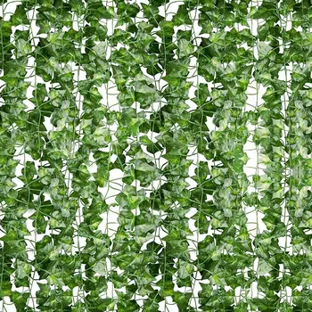 Изкуствен лист бръшлян 2,2 м растение лоза висящи фалшиви листа цвете сватба стена зелени декоративни цветя 1