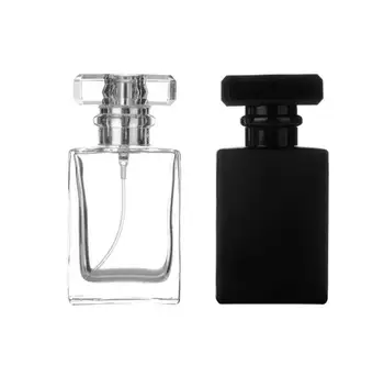 200 бр. на Едро, Черен Дебел квадратен преносим стъклен флакон за парфюм, спрей, празен и спрей, може да запълни една бутилка от 30 мл, флакон за парфюм SN 1