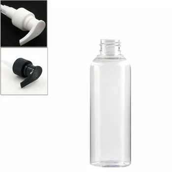 бутилка с помпа 200ml празна пластмасова разпространение, ясна бутилка домашен любимец с черни/бели скоростта на замъка 1