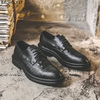 Мъжки Обувки от Крокодилска кожа, Черни мъжки Модел обувки-Oxfords С остър петите, от Елегантните Кожени Обувки, мъжки Класически Zapatos De Vestir De Los Hombres 1