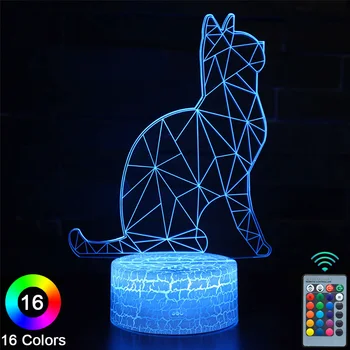 Котка Led 3D Нощни Светлини Докосване на Дистанционното Управление Новост Настолна Настолна Лампа Декор Коледен Подарък За Рожден Ден -№483 1
