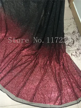 Гореща Продажба на Нигерийската лъскава Завързана Кърпа JRB-82616 Африканска Лейси Плат с Високо Качество тъмно-червен и черен цвят 1