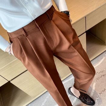 Разпродажба! 2021 пролетни дънки Harlan, мъжки свободни преки гамаши, панталони в корейски стил, модни дълги панталони, бизнес и ежедневни мъжки панталони < Мъжки дрехи ~ Lopenpyoraliike.fi 11