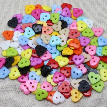 100шт Сърцето на Смесени Цветове Смола Идеални Копчета За Шиене или scrapbooking 10 мм 1