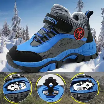 Големи детски Зимни Туристически Обувки, изработени от Памук, Запазването на топлина, Обувки за планински Туризъм За Момчета, устойчива на плъзгане Детски Обувки за Катерене 558 1