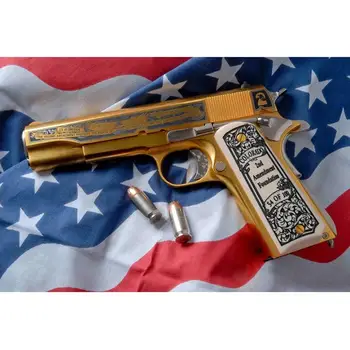 Карикатура Пистолет Военен Подарък Фен Диамантена Бродерия Живопис Изкуство Американски Златен Пистолет Диамантена Живопис Кръст Бод Коледа 1