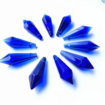 100шт 36 мм Синьо U-образна icicle Пада Кристален Полилей Лампа за Осветление на Призмата (Безплатни пръстени) Сватбени Аксесоари, Декорация Топпера Торта 2