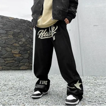 Висококачествени луксозни Американски нови Директни Спортни Панталони Harajuku стил харадзюку, Широки Панталони с Принтом, ежедневни мъжки маркови свободни хип-хоп versatil 2