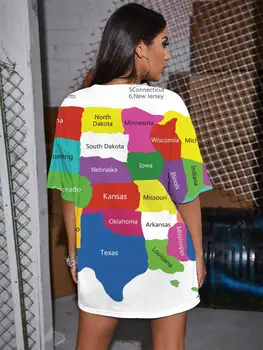 Тениска Happiness Plum Map, Дамски Цветна Тениска С Принтом На Дъгата, Тениска С Принтом Харадзюку, Готически Дамски Дрехи, Модни Ежедневни Блузи 2