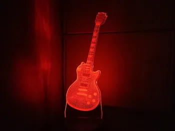 Китара 3d лека нощ Музикални Инструменти Настолна Лампа 7 Цвята 3D LED USB 3D Нощна Лампа Начало Декор За Спалня За Децата, Подарък Играчка 2