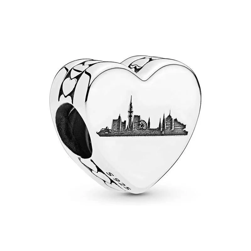 2021 Нов Висококачествен оригинален чар във формата на сърце от сребро S925 проба 1:1, стилен и лесен, романтичен подарък за Момичета Изображение 1