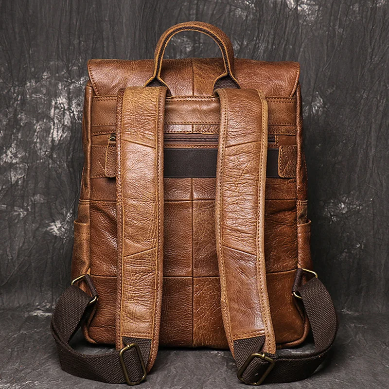 AETOO Европейската и американската ретро мода мъжка кожена чанта за рамо от матирана телешка кожа, по-голямата голям чанта за компютър, дамски пътна Изображение 1