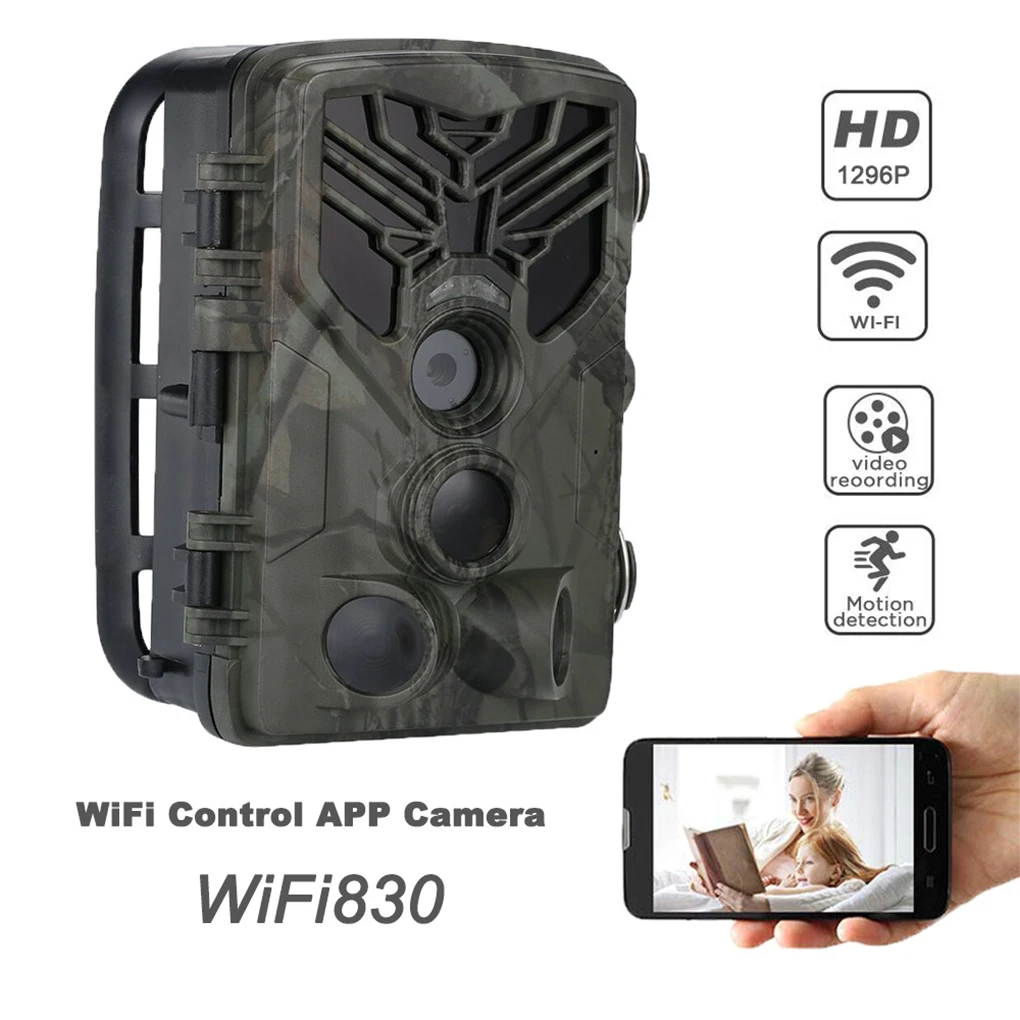 WiFi 24MP 1296P Ловна Камера Видео запис Безжична IP65 Водоустойчива Инфрачервена Led Камера за нощно Виждане PIR Wildlife Trail Camera Изображение 1