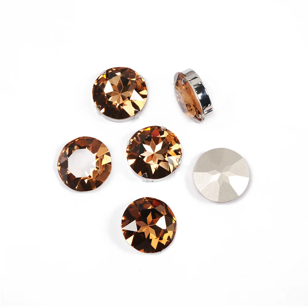 Светъл Колорадски Топаз с кръгла форма, Стъклена Crystal шият кристали с четири нокти Diy сватба облекло, Бижута Изображение 1