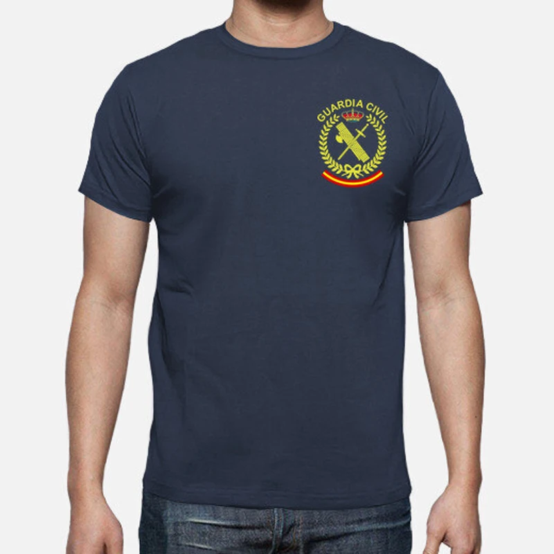 Тениска на Гражданската гвардия на Испания. Ежедневни тениски от 100% памук с къс ръкав, Без покрив, Размер S-3XL Изображение 1