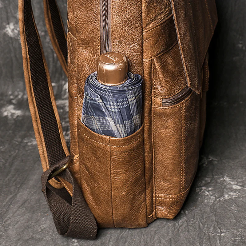 AETOO Европейската и американската ретро мода мъжка кожена чанта за рамо от матирана телешка кожа, по-голямата голям чанта за компютър, дамски пътна Изображение 2