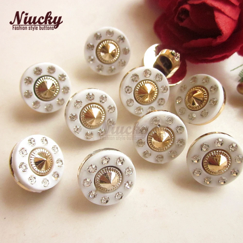 Niucky 11,5 мм и Високо качество на Опашка Бял Кристал шиене на копчета за дрехи модни копчета bontique монопол P0301d-039 Изображение 2