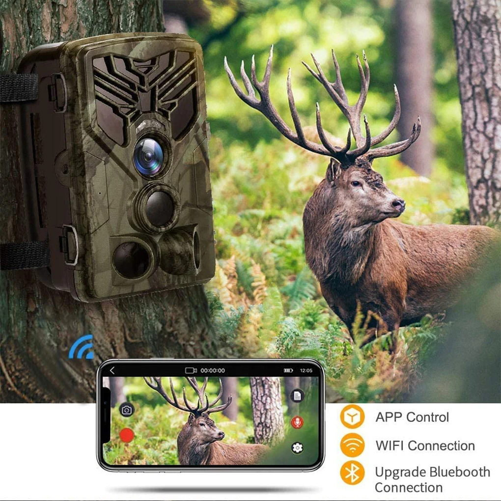 WiFi 24MP 1296P Ловна Камера Видео запис Безжична IP65 Водоустойчива Инфрачервена Led Камера за нощно Виждане PIR Wildlife Trail Camera Изображение 2