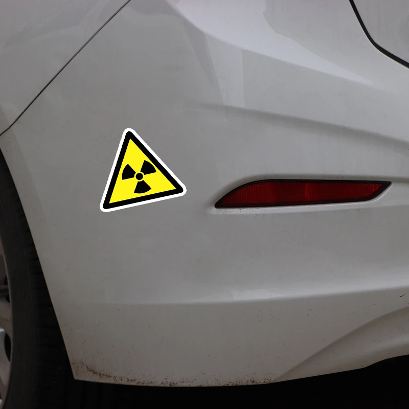 Забавна Опасност от Радиация Риск KK Предупреждение Стикер Светоотражающая Автомобили Стикер PVC 14,4 СМ X 12,5 СМ Изображение 2