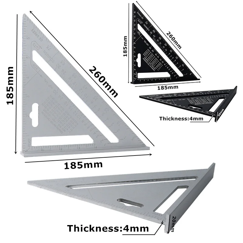 Инструменти Триъгълна линия точност ръководят Транспортир От Алуминиева Сплав За измерване на Изображение 2