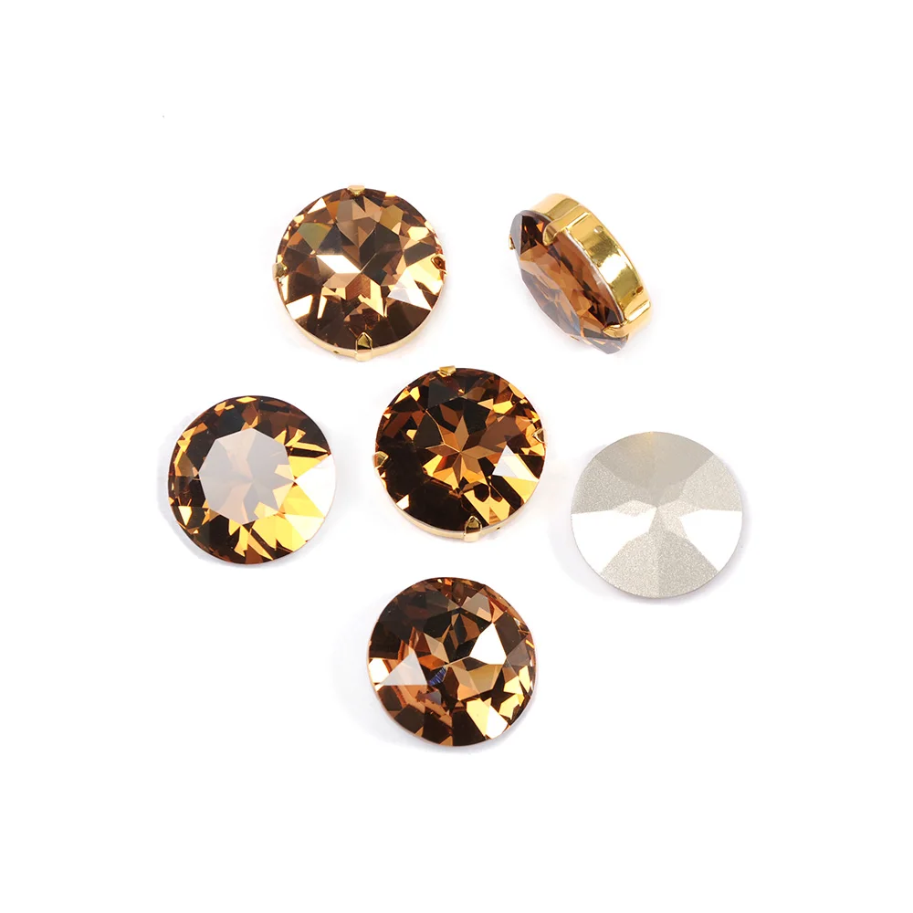 Светъл Колорадски Топаз с кръгла форма, Стъклена Crystal шият кристали с четири нокти Diy сватба облекло, Бижута Изображение 2