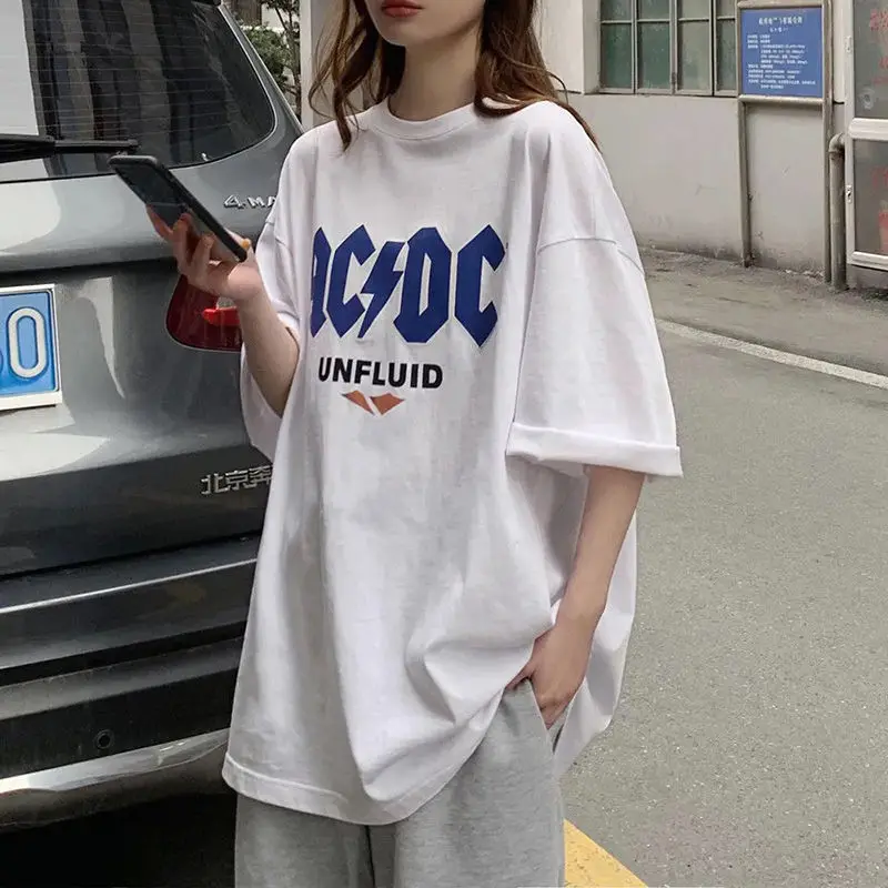 Harajuku Летни Дамски тениски с Къс ръкав в корейски Стил, Универсални Студентски Прости Модни тениски с Кръгло деколте, Нови Сладки Изображение 3