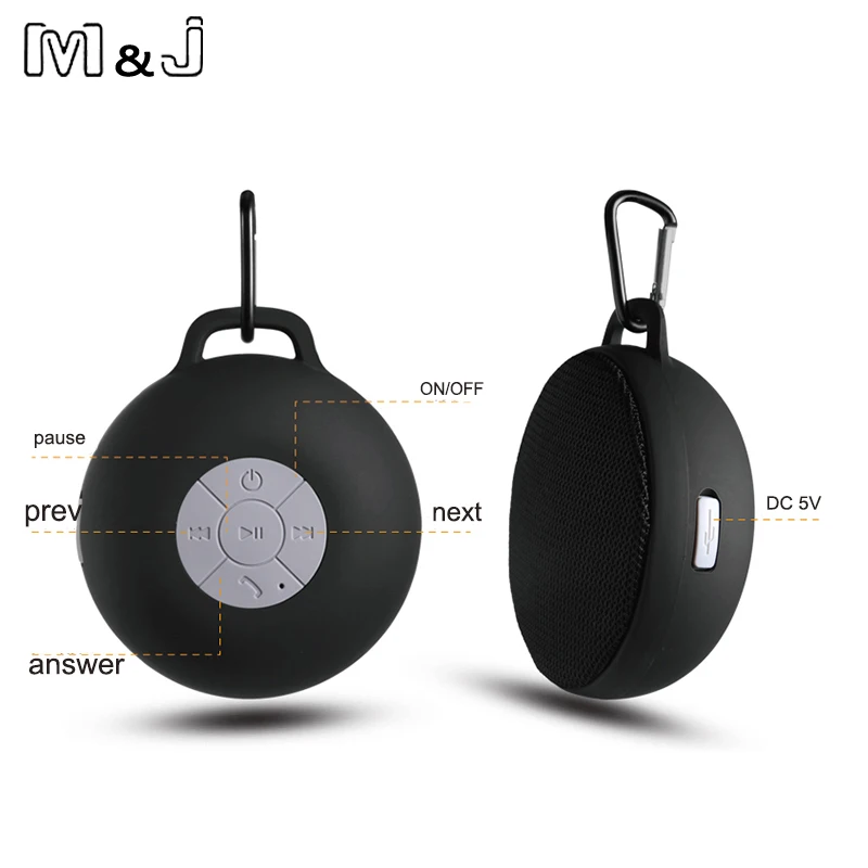M & J MX7 Стерео Безжичен Bluetooth Високоговорител Водоустойчив Открит Преносим Мини Високоговорител за Баня Говорител За iPhone, Android Изображение 3