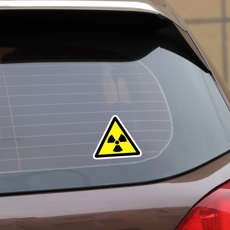 Забавна Опасност от Радиация Риск KK Предупреждение Стикер Светоотражающая Автомобили Стикер PVC 14,4 СМ X 12,5 СМ Изображение 3