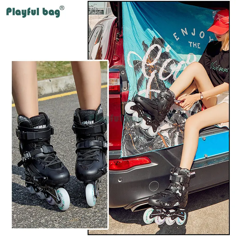 Игриво чанта Флаш ролери за възрастни Обувки за пързаляне с ЦПУ интегрирана група от Тийнейджърските си Самотен ролкови кънки AMB124 Изображение 3