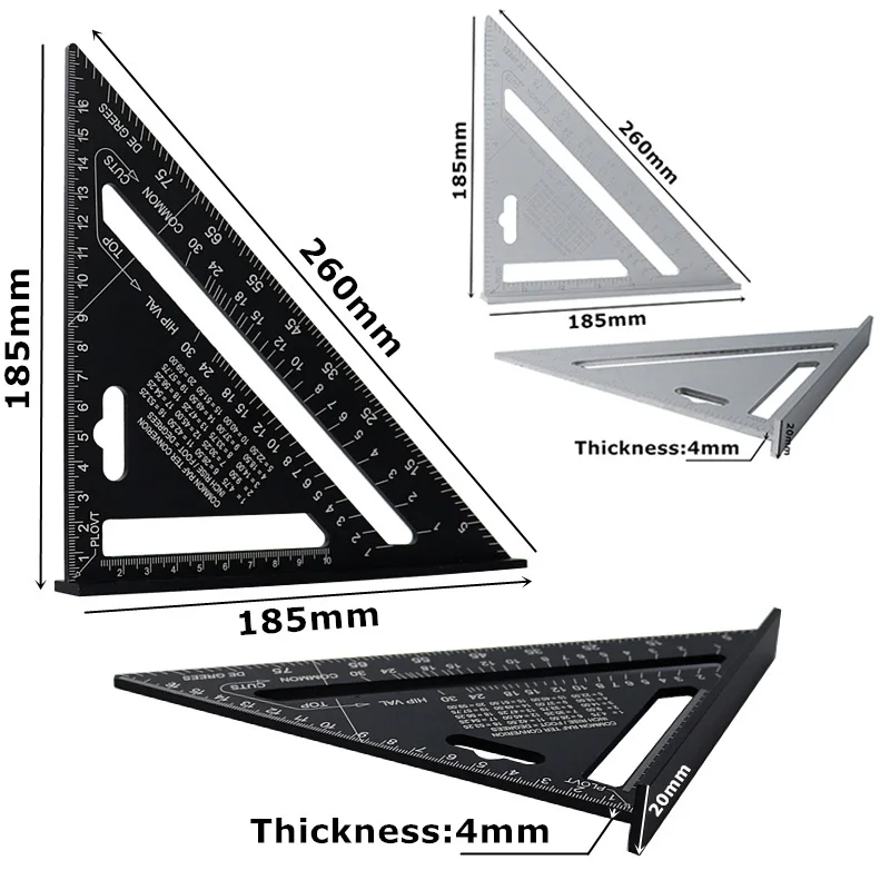 Инструменти Триъгълна линия точност ръководят Транспортир От Алуминиева Сплав За измерване на Изображение 3