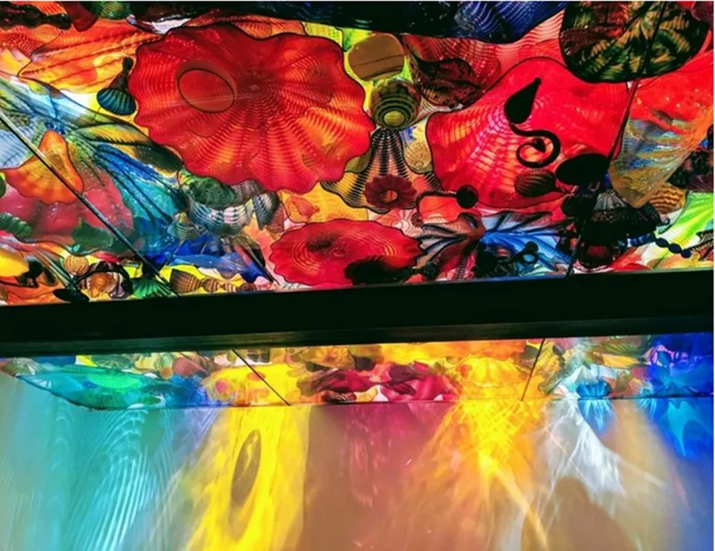 Стенни лампи хотели се смесва боядисани светлина смърт чрез обесване на изкуството цвете плочи Муранско стъкло за дома Изображение 3