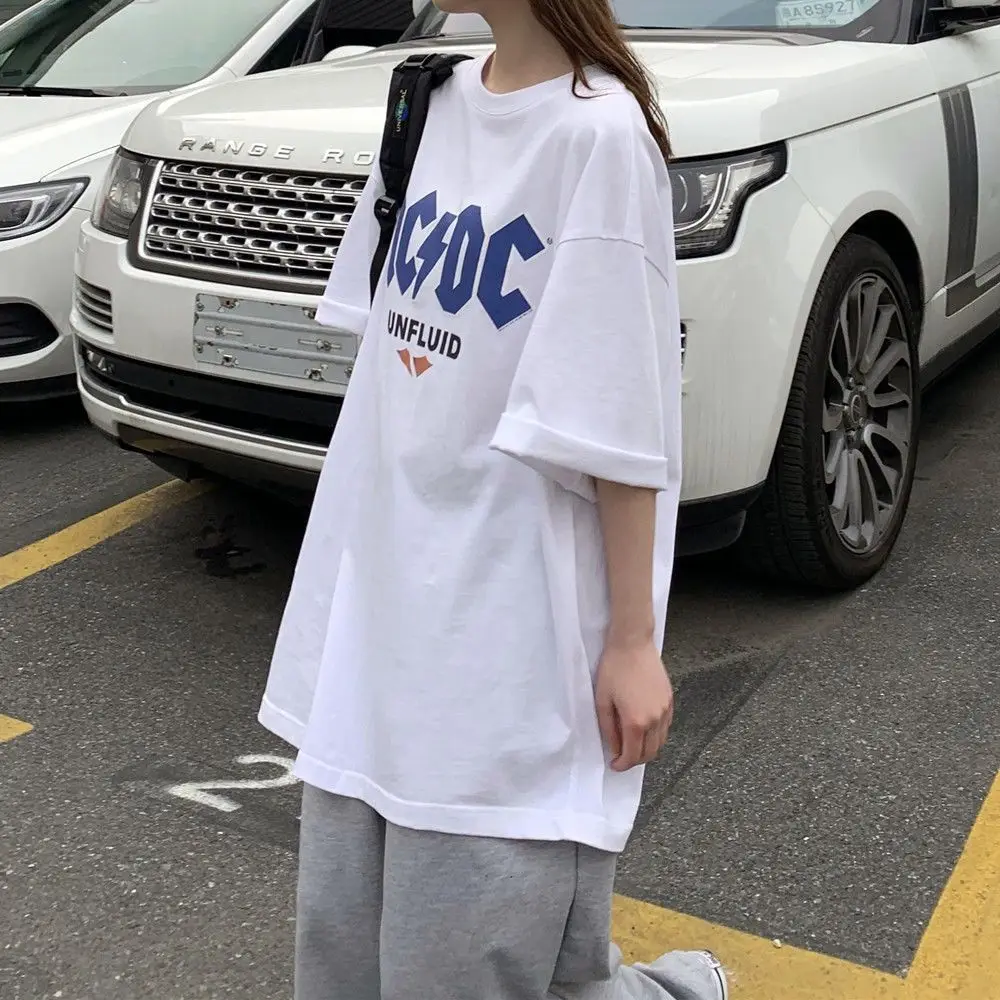 Harajuku Летни Дамски тениски с Къс ръкав в корейски Стил, Универсални Студентски Прости Модни тениски с Кръгло деколте, Нови Сладки Изображение 4
