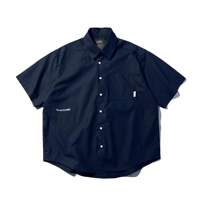 Висококачествена мъжка лятна тънка риза ins с къси ръкави, модни работна риза, палто, свободна и универсална дреха Изображение 4
