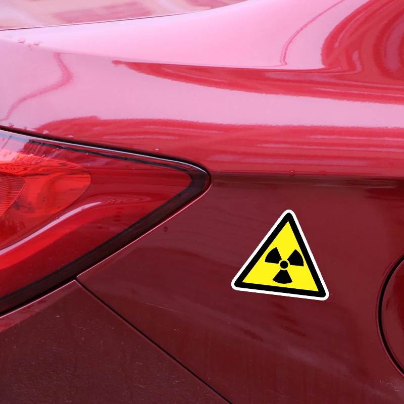 Забавна Опасност от Радиация Риск KK Предупреждение Стикер Светоотражающая Автомобили Стикер PVC 14,4 СМ X 12,5 СМ Изображение 4