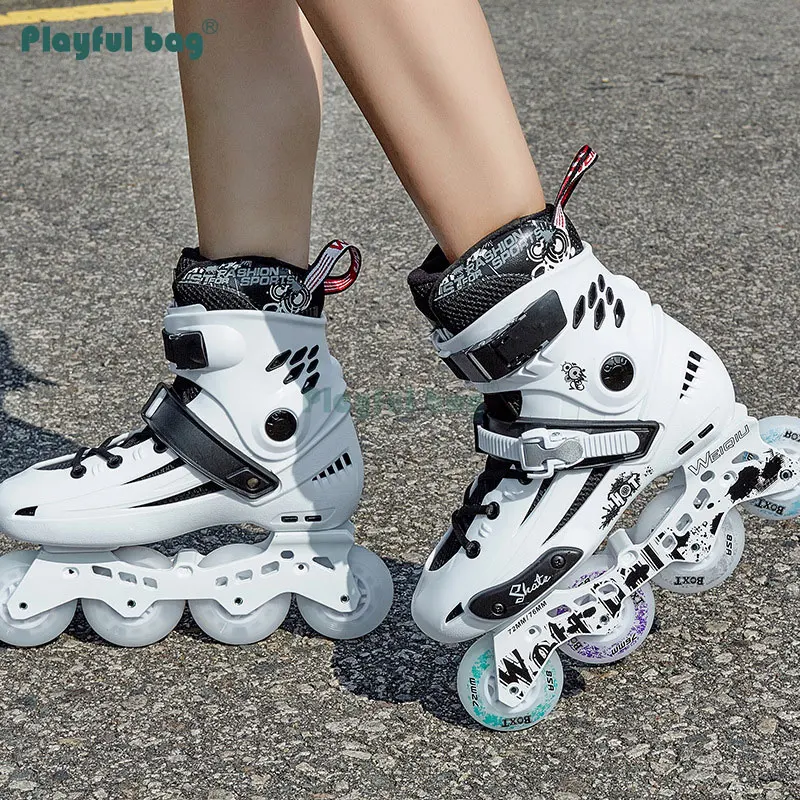 Игриво чанта Флаш ролери за възрастни Обувки за пързаляне с ЦПУ интегрирана група от Тийнейджърските си Самотен ролкови кънки AMB124 Изображение 4