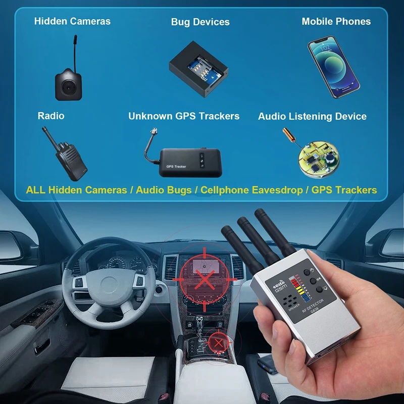 AT41 Преносим Радиочестотни Детектор за Грешки Wifi Камера на Търсещия Анти-Шпионски Прослушивающее Устройство Мобилен Безжичен Слушане Устройство GPS Тракер Изображение 5