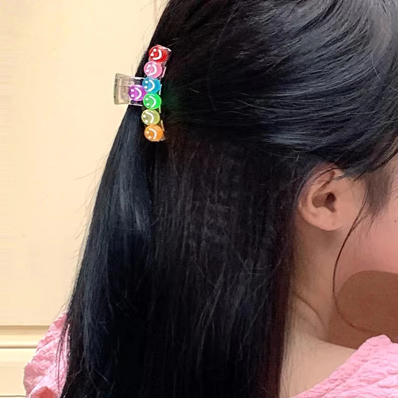 Корейски Цветни Бонбони Усмивка Коса и Нокти за Жени Дизайн Чувство Шнола за Коса Реколта Сладка Акрилни Ins Аксесоари За Коса, Бижута Нова Изображение 5