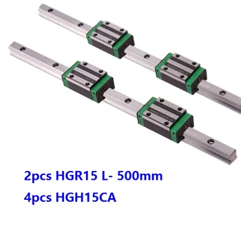 2 елемента Китай е HGR15 L-500 мм линейна употреба / релса + 4шт HGH15CA тесни линейни блокове за подробности смилане на струг с ЦПУ