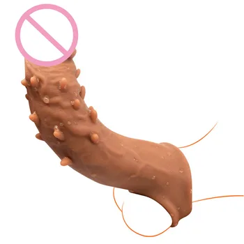 Лек стимулант на пелети с шипове силикон презерватив удължител ръкави, пенис удължител за пенис удължител ръкави член на презервативи за многократна употреба 1