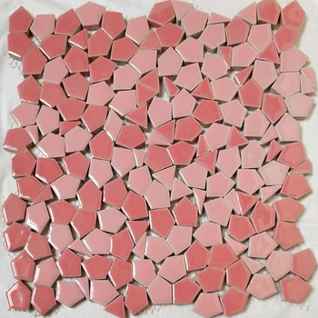 Розова керамична мозайка плочки неправилни форми на задния панел кухня, баня стената на басейна, декоративна керамогранитная плочки за градина салон пол 1