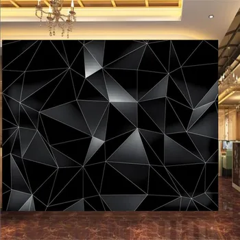 Потребителски Модерни Абстрактни 3D Черни Геометрични Полигональные Фотообои 3D Бар, Офис и Детска Стая Индустриален Декор на Стената Тапет 3D 1