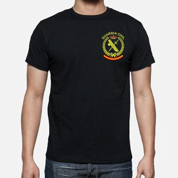 Тениска на Гражданската гвардия на Испания. Ежедневни тениски от 100% памук с къс ръкав, Без покрив, Размер S-3XL