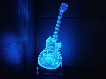 Китара 3d лека нощ Музикални Инструменти Настолна Лампа 7 Цвята 3D LED USB 3D Нощна Лампа Начало Декор За Спалня За Децата, Подарък Играчка 1