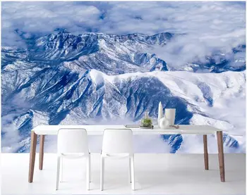 3d стенописи тапети за хола Синята снежна планина далечни планински мастило пейзаж декор снимка тапети за стени d 3