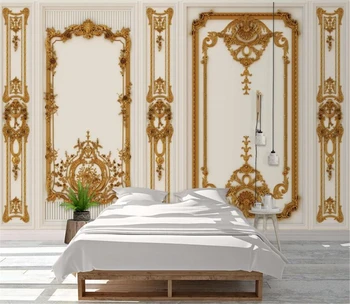 Обичай е в Скандинавските златни релефни издълбани на стената хартиени Стенни тапети за хола Спални и Декоративни Стенни хартиени Стенописи етикети