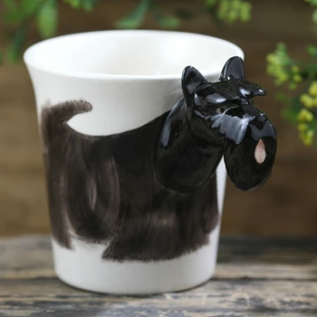 300 мл Черен Шотландски Териер Керамична Чаша 3D Карикатура на Животните Чаша Забавно Куче Кафеена Чаша Tazas De Ceramica Creativas 1
